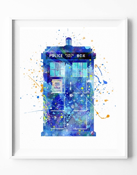 472x600 Wish Tardis Doctor Who Watercolor Poster Print Home Decor Wall