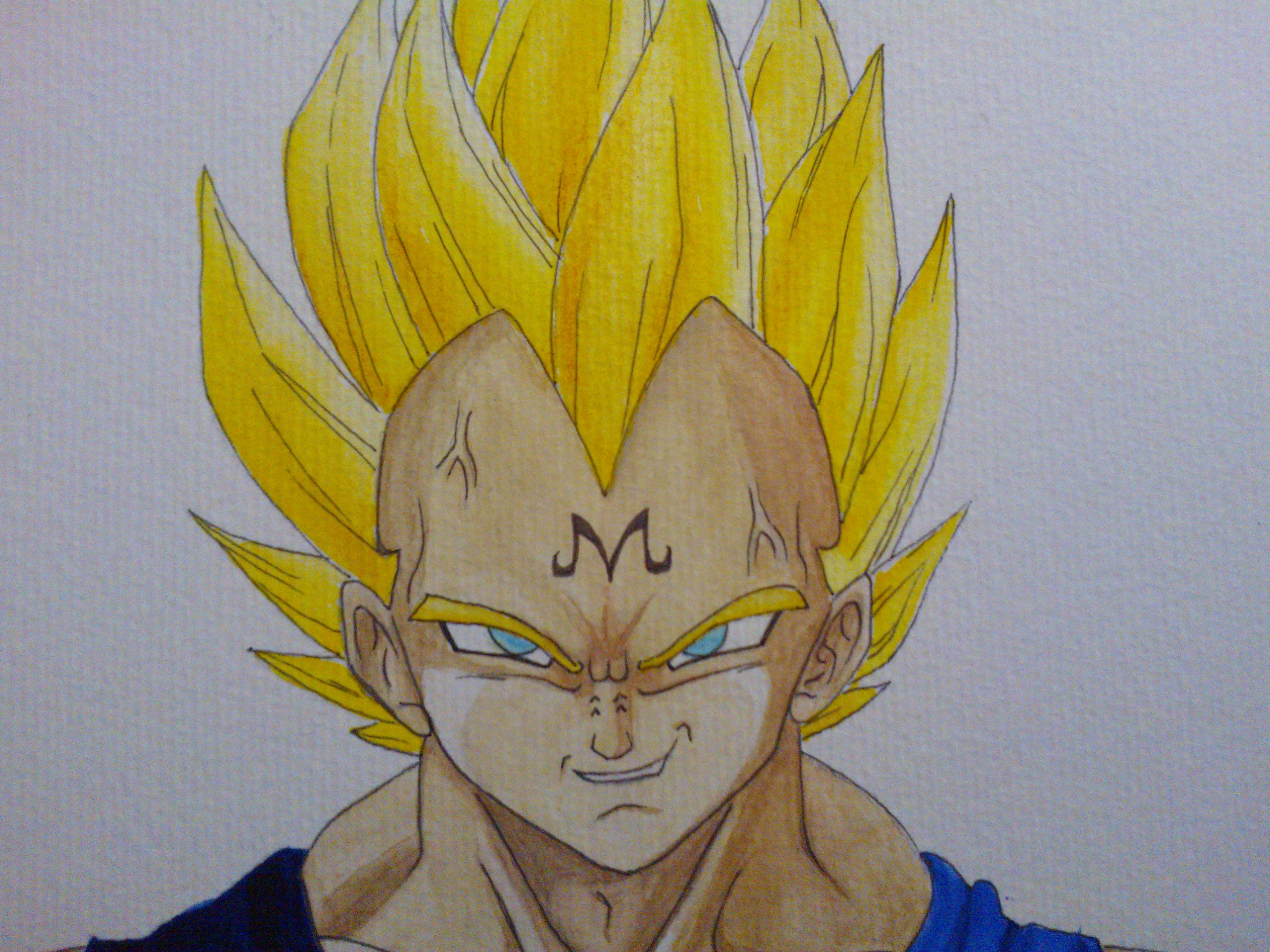 3264x2448 Speedpaint Watercolor Majin Vegeta (Dragon Ball Z)