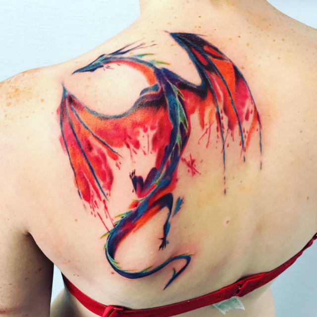 640x640 Watercolour Dragon Tattoo Secret Ink Tattoo