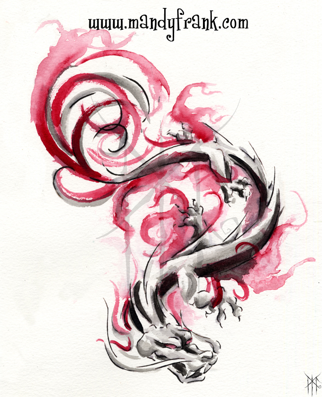 649x800 Chinese Watercolor Dragon Tattoo Design By Milui