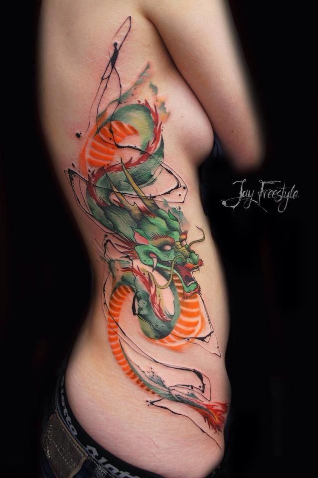 638x960 Watercolour Dragon Tattoo