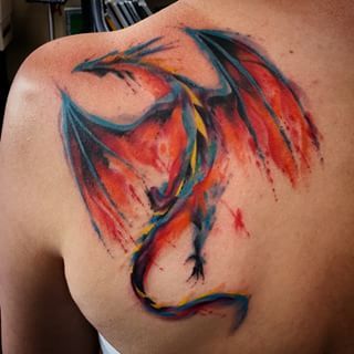 320x320 Watercolour Dragon Tattoo