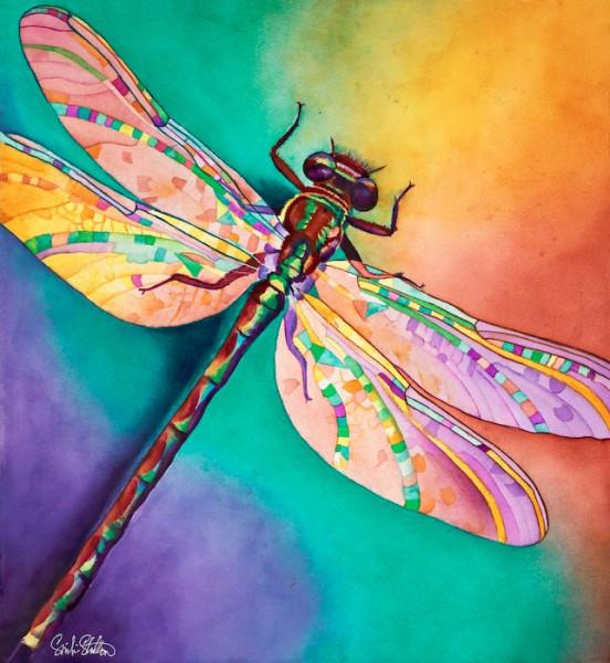 552x600 Illusion Signed Print From Original Watercolor Dragonfly Painting