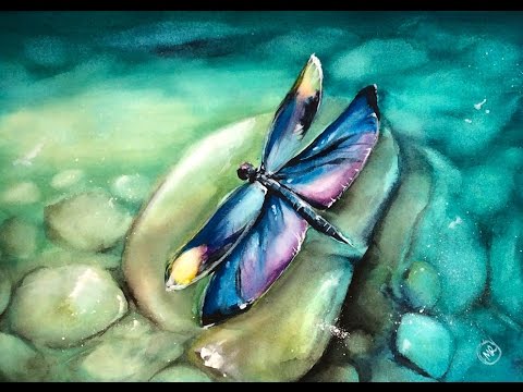 480x360 Watercolor Dragonfly Painting Demonstration