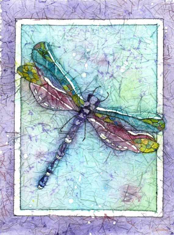 570x770 Batik Artdragonfly Artdragonfly Printsa Dragonfly Painting Etsy