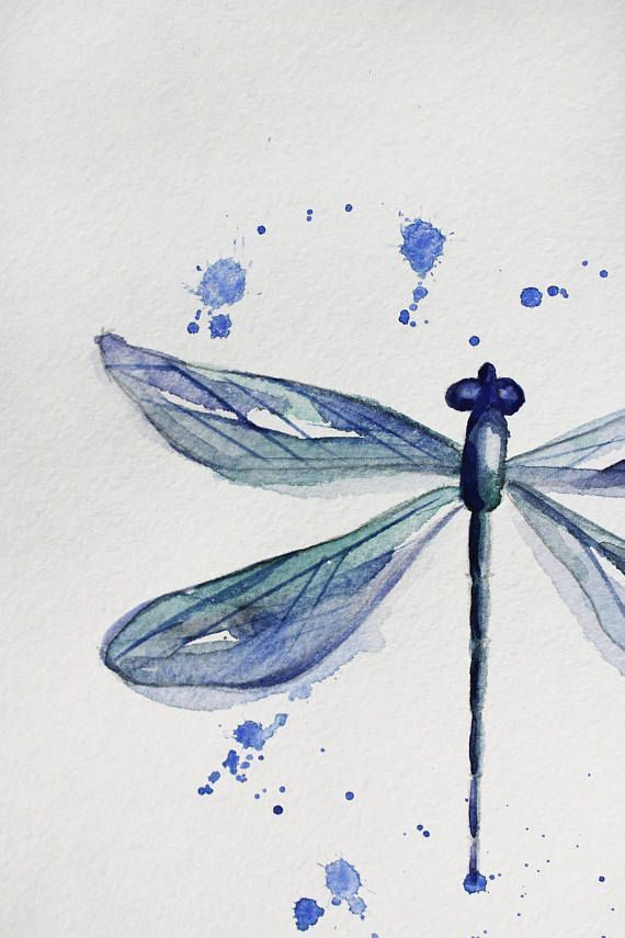 570x855 Original Watercolor Painting Dragonfly. Watercolour Art. This Is