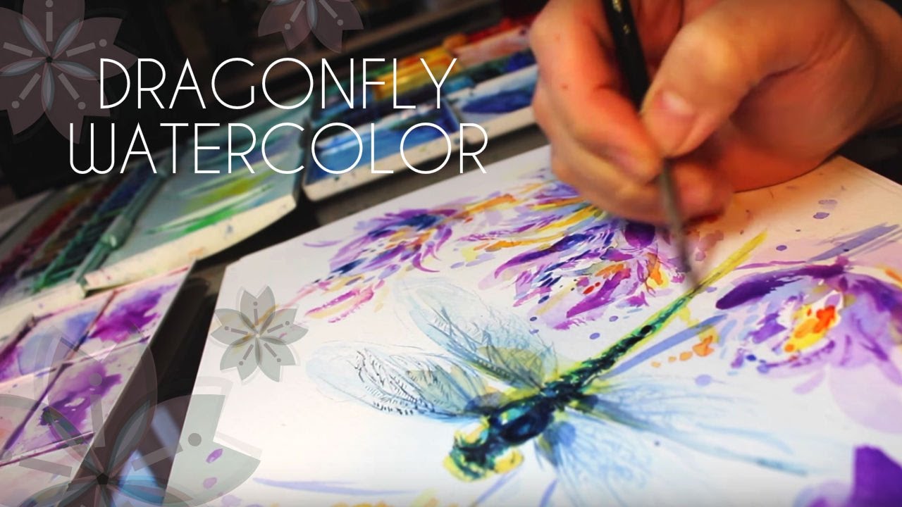 1280x720 Painting Watercolor Dragonfly