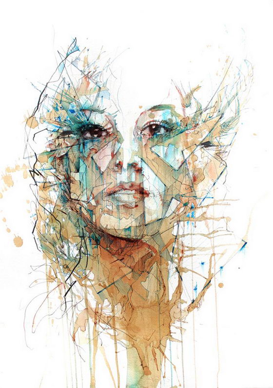 560x795 Fragments Portraits Drawn In Ink And Tea By Carne Griffiths