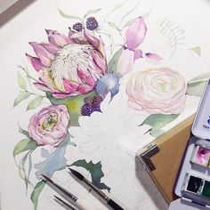 Drawing Watercolor Flowers