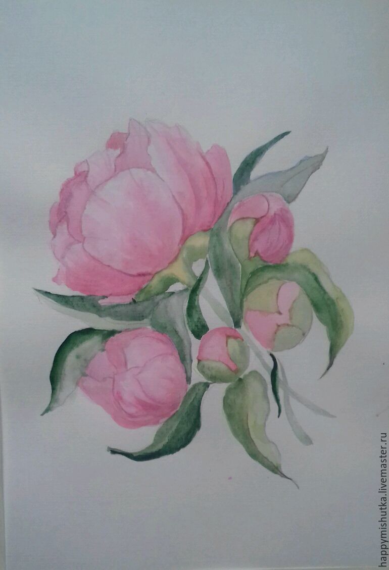 770x1129 Drawing Watercolor Flowers Peonies Shop Online On Livemaster
