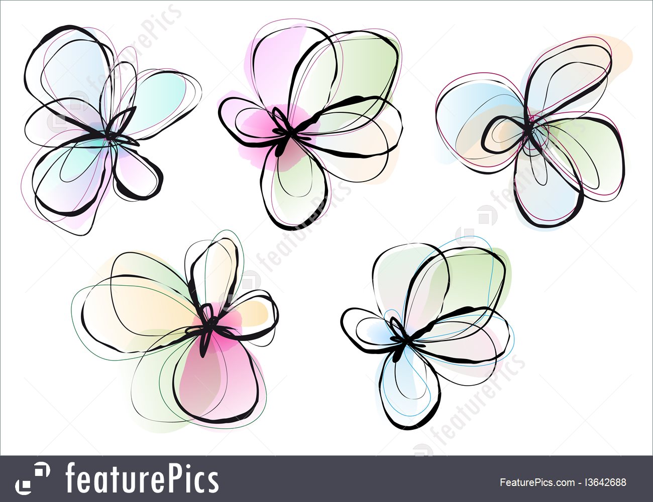 1300x1001 Abstract Watercolor Flowers Illustration