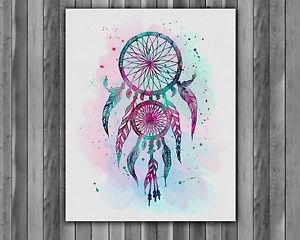 300x240 Dreamcatcher Print Poster Painting Gift Nursery Watercolor Wall