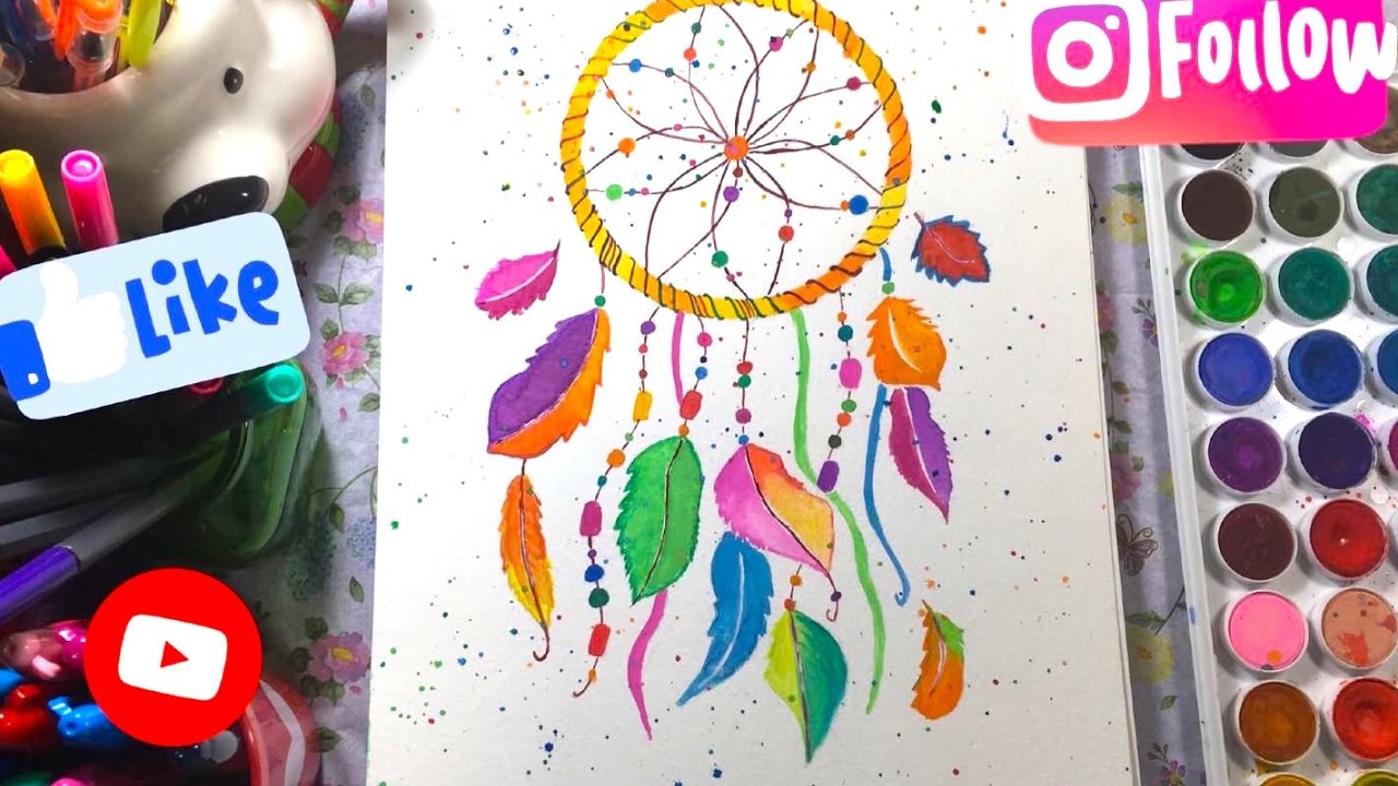 1280x720 Watercolor Dreamcatcher Painting