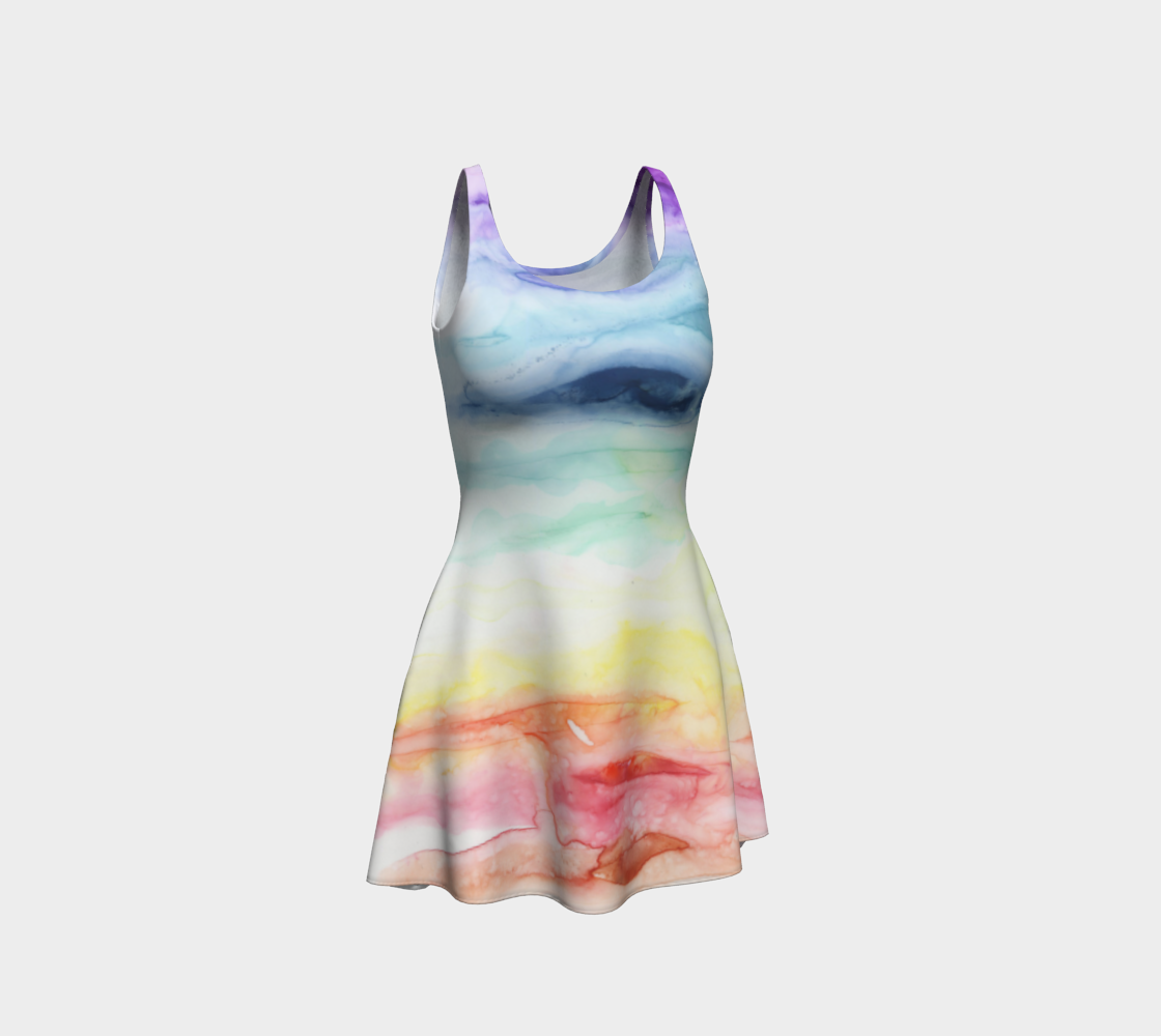1120x1000 Watercolor Rainbow Flare Dress By Emily Magone
