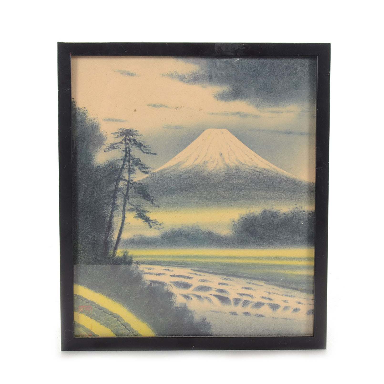 1611x1611 Vintage Japanese Dry Brush Watercolor Of Mt. Fuji Ebth