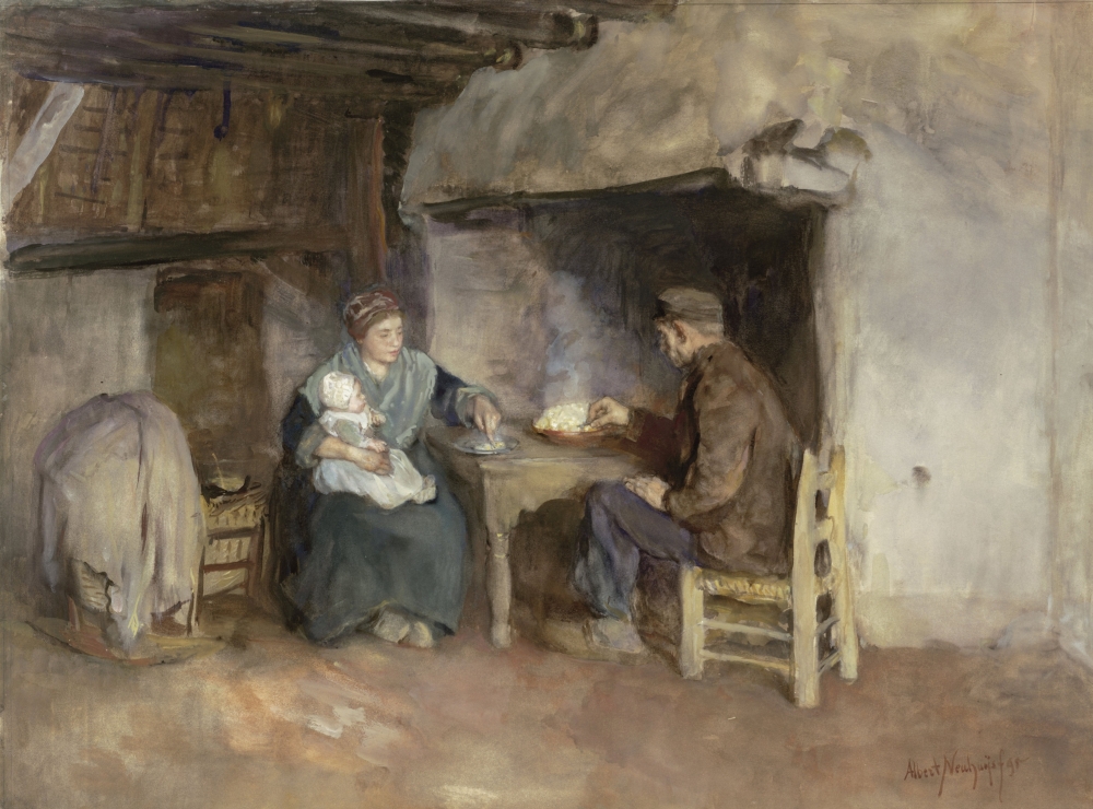 1000x740 Lunch In A Farmers Family By Albert Neuhuys 1895 Dutch Watercolor