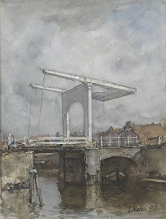 341x450 A Drawbridge By Jacob Maris 1875 Dutch Watercolor