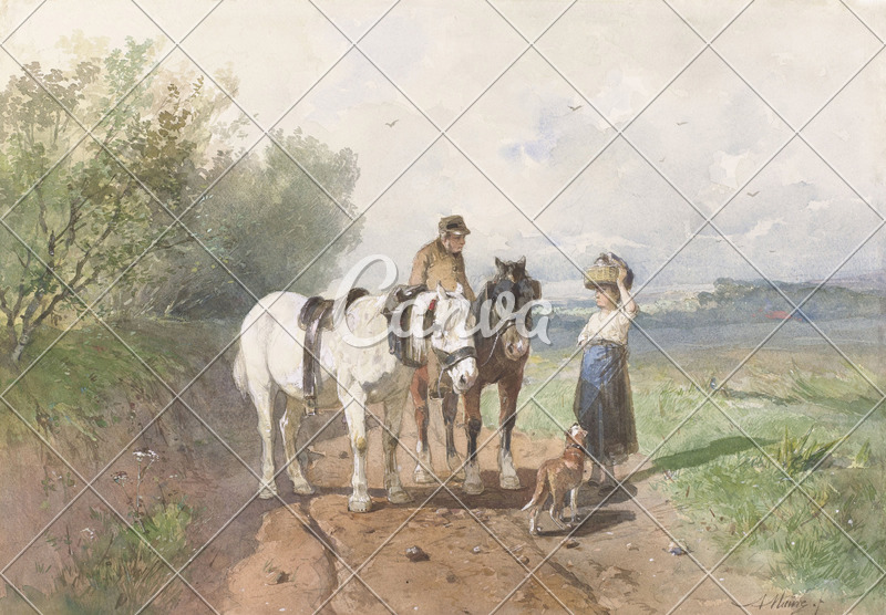 800x556 Chat On A Country Road, By Anton Mauve, C. 1860 80, Dutch
