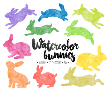 350x300 Watercolor Bunnies Clipart. Easter Bunny Clip Art Silhouettes