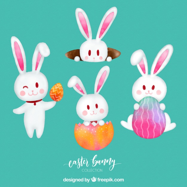626x626 Watercolor Easter Bunny Collection Vector Free Download