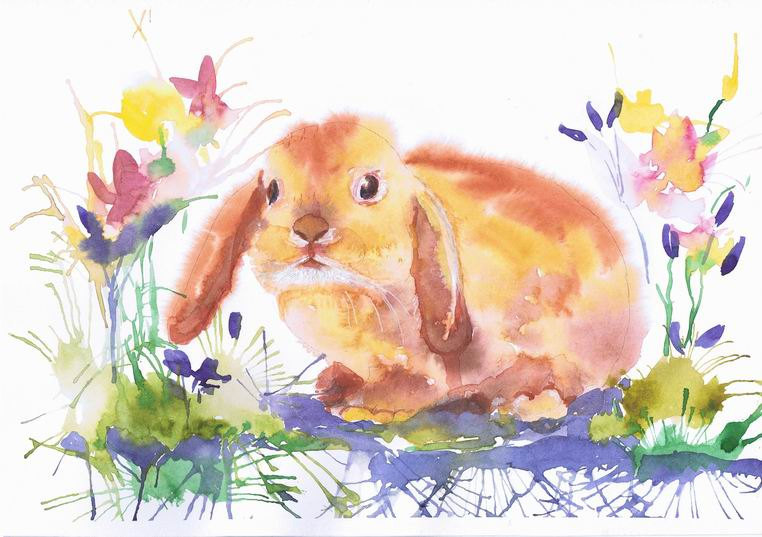 762x537 Bunny Watercolor Painting, Easter Art, Animals