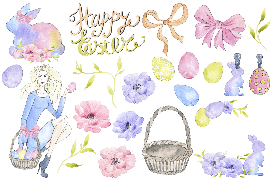 1160x772 Happy Easter Watercolor Collection By Tanya Kart