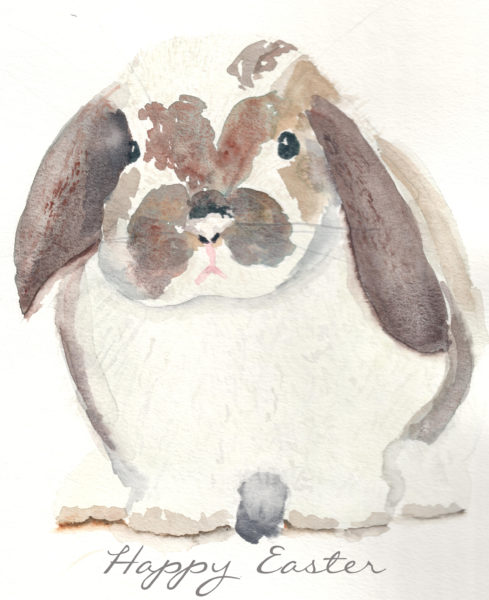 489x600 Watercolor Bunny (Free Printable)