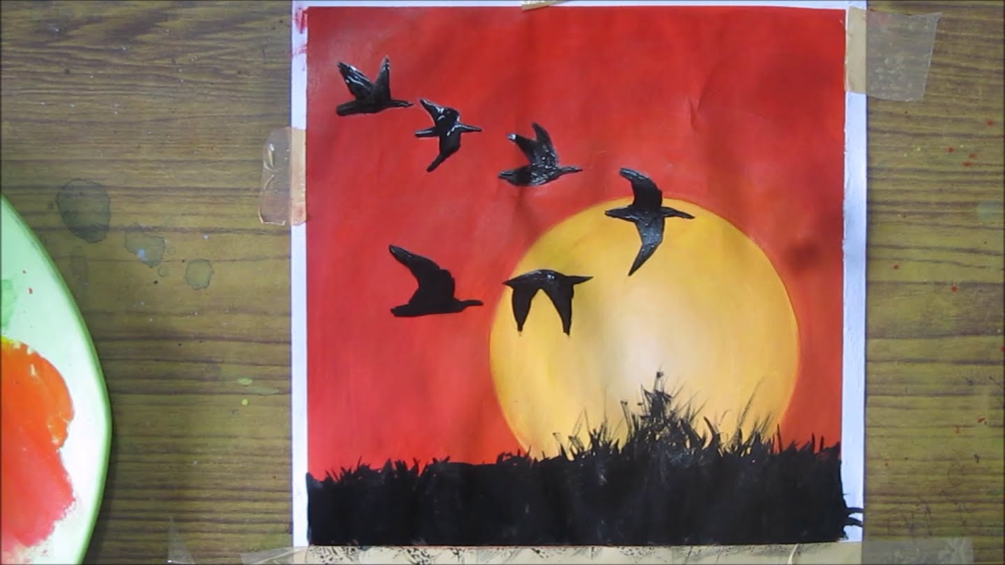 1440x810 Watercolor Painting For Beginners,easy Sunset Painting, Speed