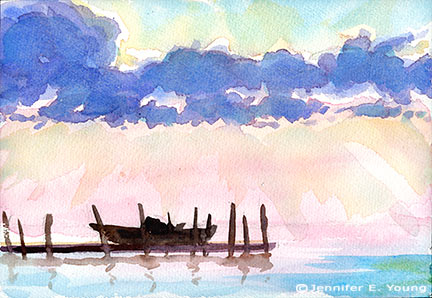 432x298 Collection Of Simple Landscape Watercolor Drawing High