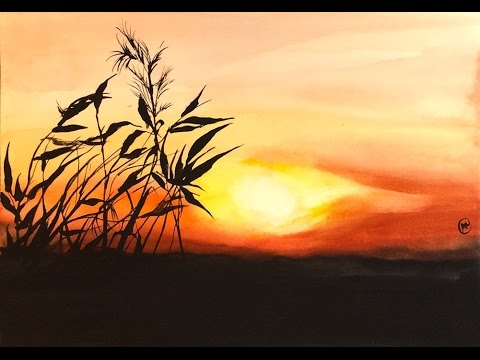 480x360 Easy Watercolor Sunset Painting Demonstration