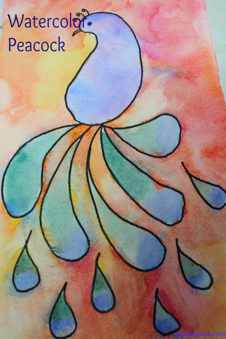 735x1100 Easy Watercolor Peacock Painting Idea For Kids And Beginners