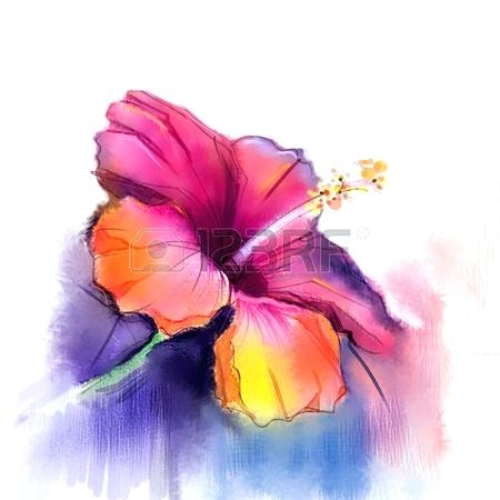 450x450 Water Colors Painting Abstract Watercolor Painting Red Hibiscus