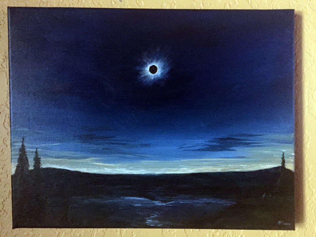1100x825 Solar Eclipse Original Watercolor Space Art By Christopher Doll