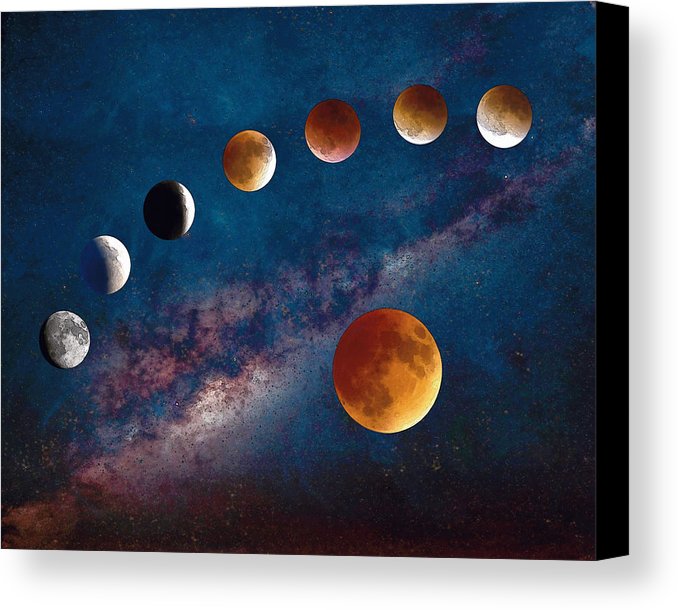 678x610 Super Blood Moon Eclipse Watercolor Canvas Print Canvas Art By