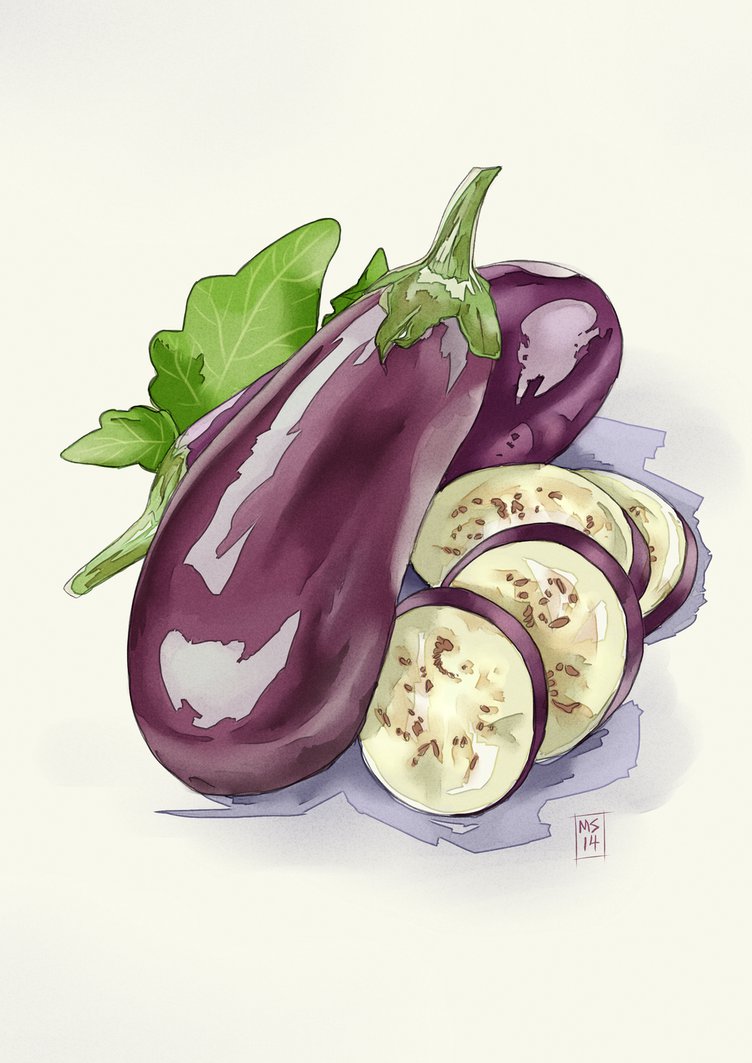 752x1063 Eggplant Watercolor By Artistmeli