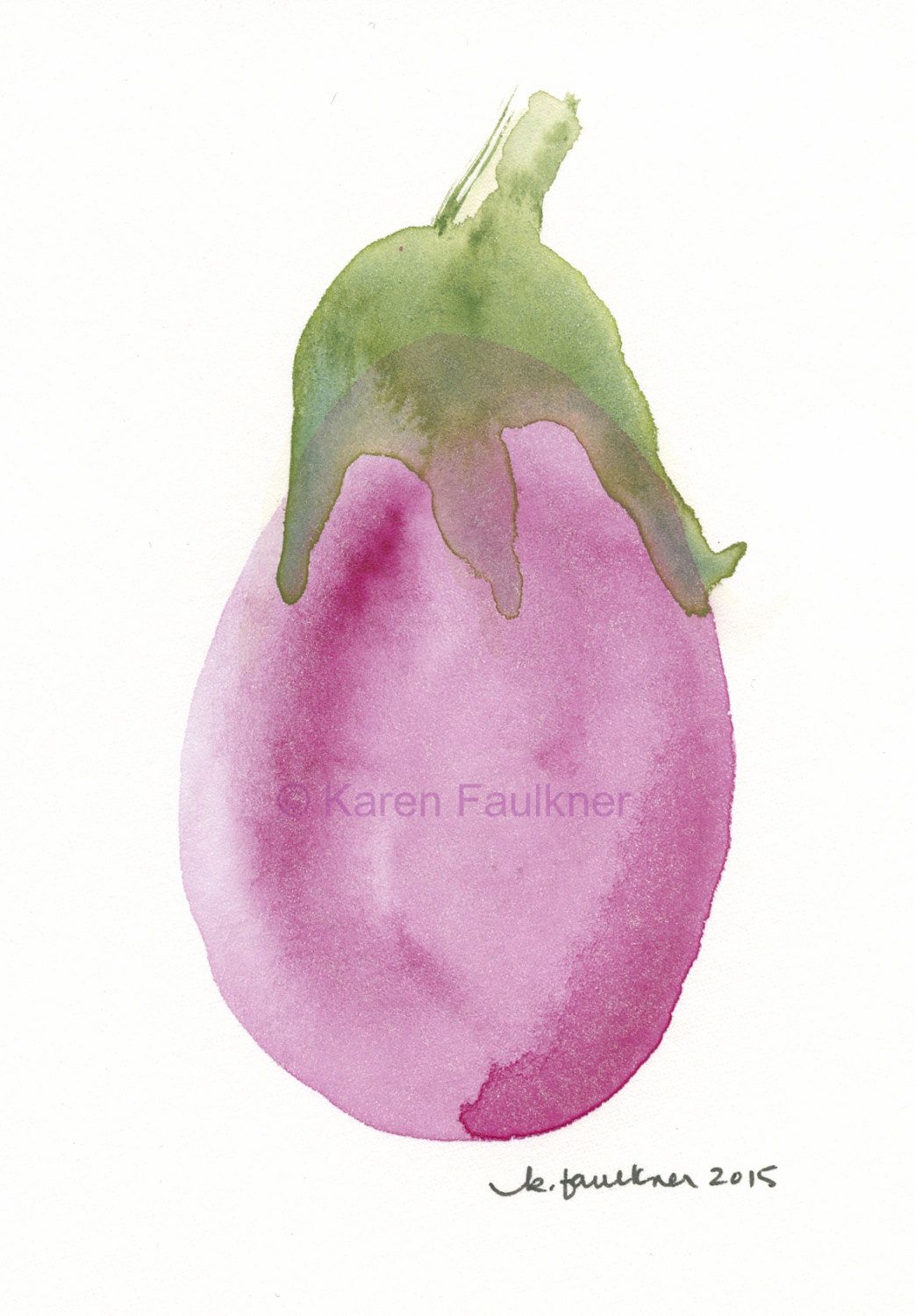 1043x1500 Original Watercolor Painting Of A Purple Eggplant Little