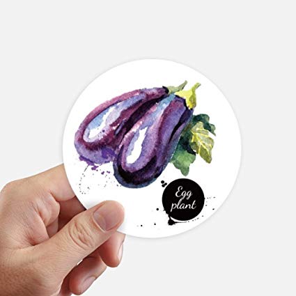 425x425 Eggplant Vegetable Tasty Healthy Watercolor Round