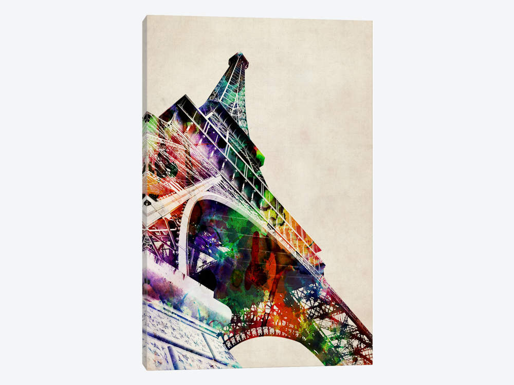 1000x750 Eiffel Tower Watercolor Canvas Print By Michael Tompsett Icanvas