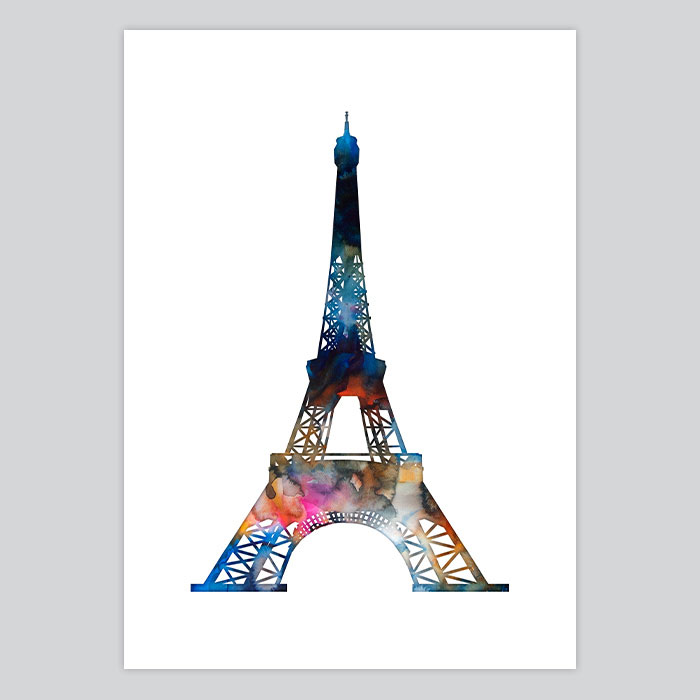 700x700 Watercolor Print Eiffel Tower
