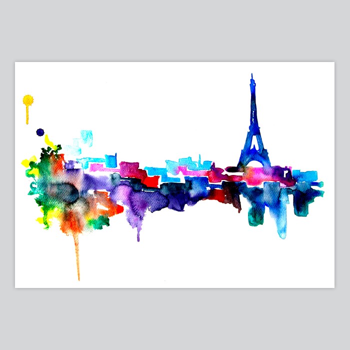 700x700 Eiffel Tower Watercolor Art Print