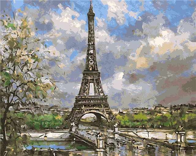 640x511 Spring In Paris Eiffel Tower Painting By Numbers Paint On Canvas