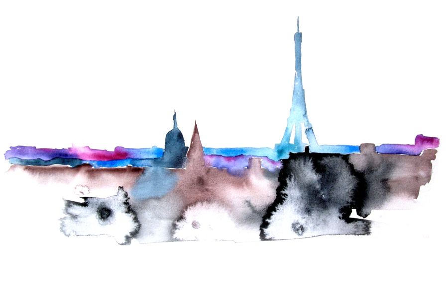 900x618 Watercolor Painting Eiffel Tower