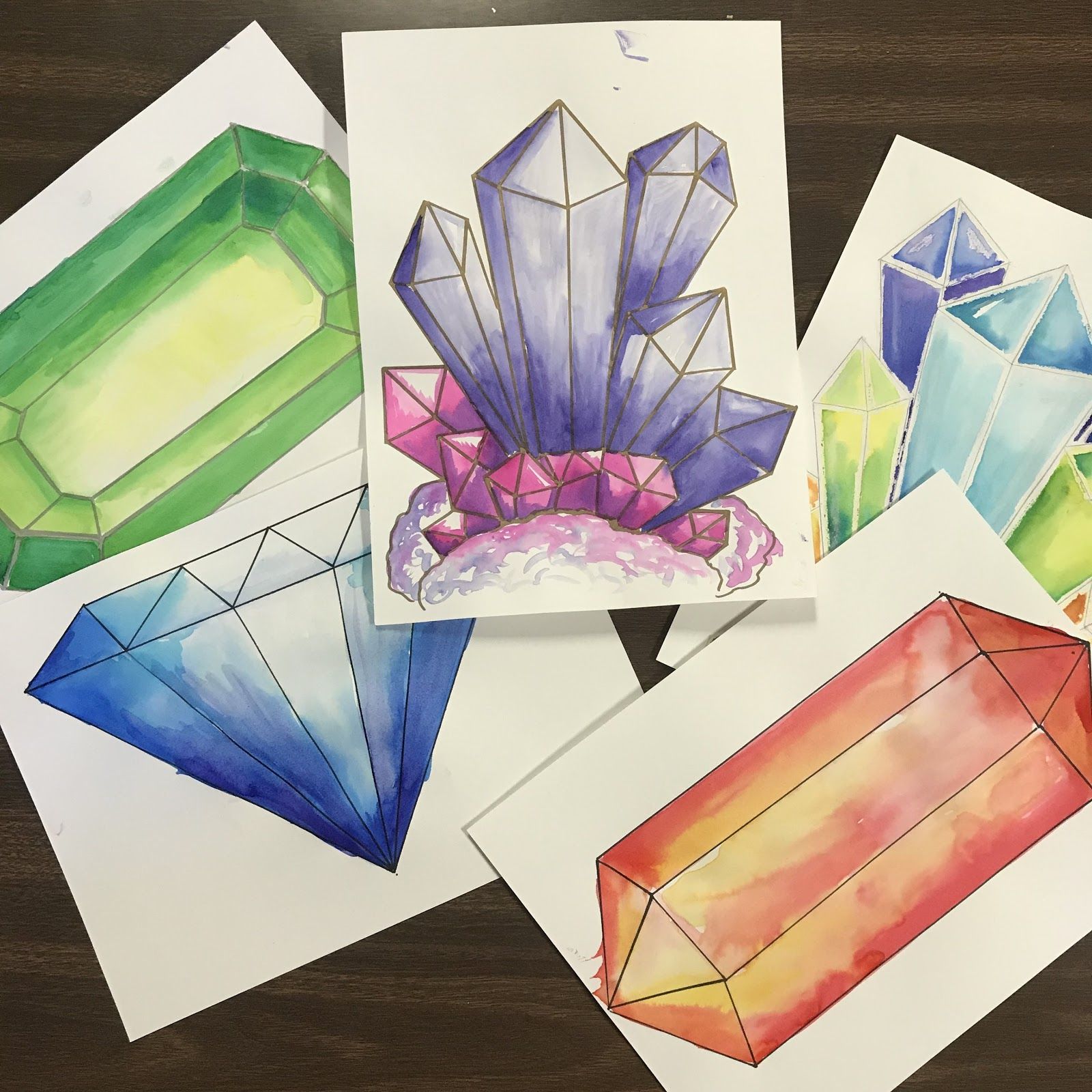 1600x1600 Art Rocks! 4th Grade Gems Amp Crystals Watercolor Education