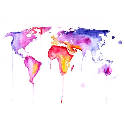 500x486 Watercolor World Maps By Elena Romanova (See All The Photos