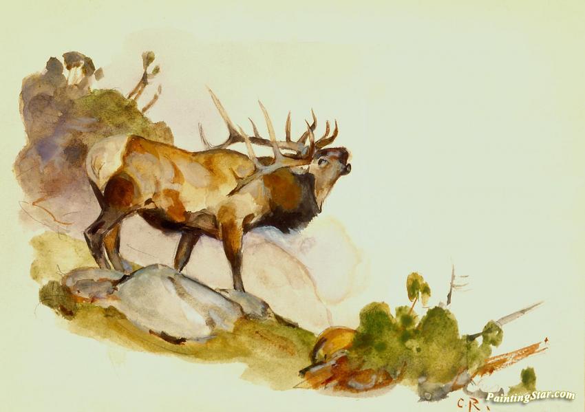 850x599 Bull Elk Artwork By Carl Rungius Oil Painting Amp Art Prints On