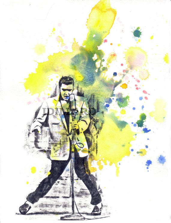 570x745 Elvis Presley Art Print From Original Watercolor Painting Etsy