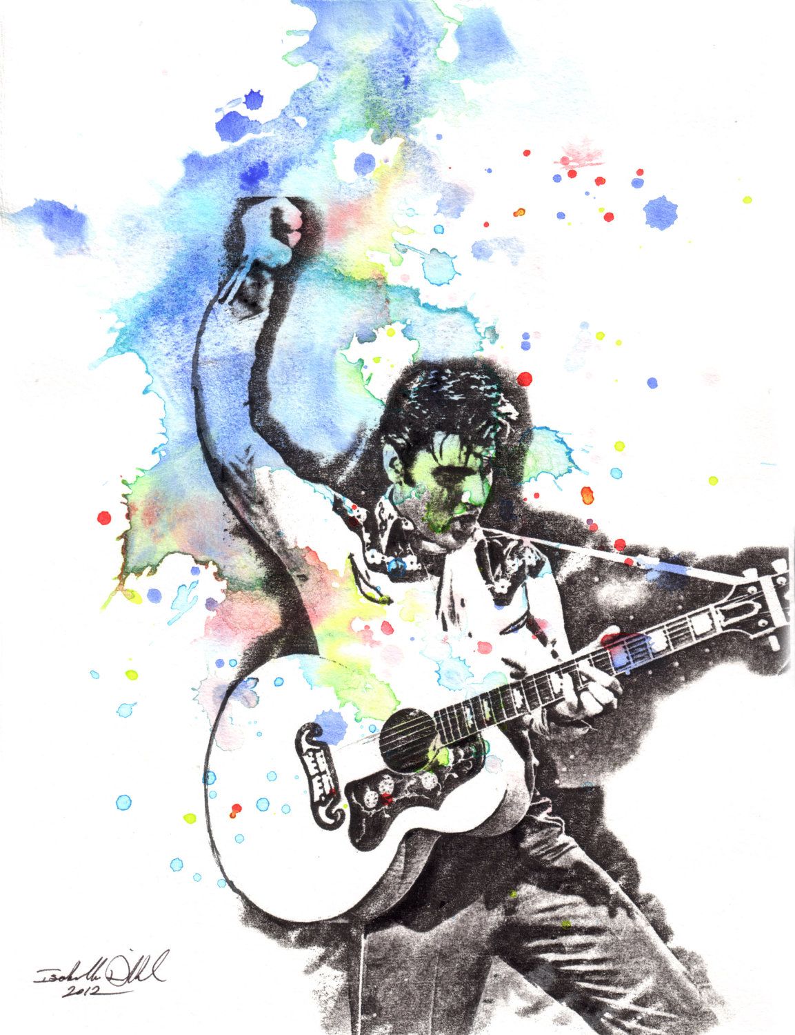 1153x1500 Elvis Presley Poster Art Print From Original Watercolor Painting