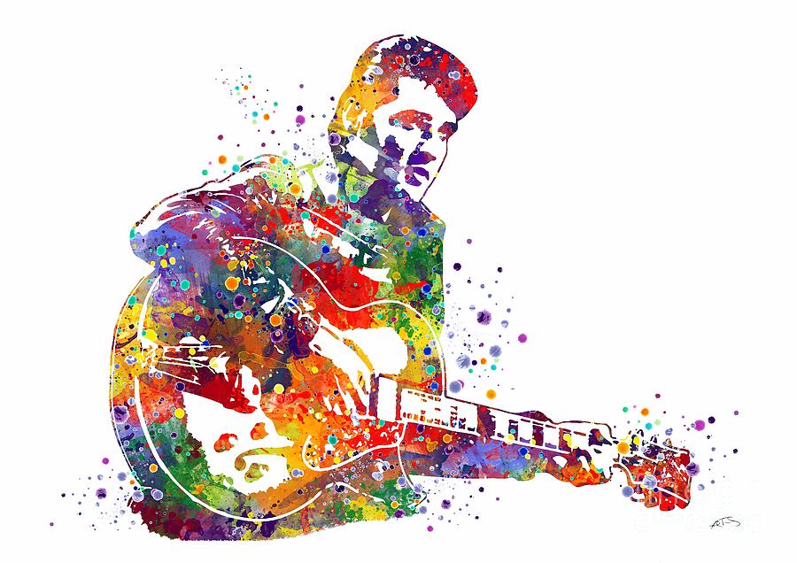 900x636 Elvis Presley Watercolor Digital Art By Svetla Tancheva