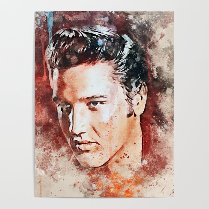 700x700 Elvis Portrait Painting In Watercolor Poster By Steelartstudios