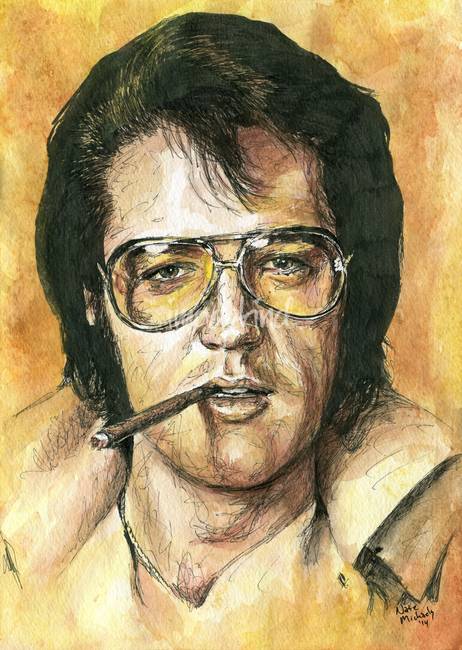 462x650 Stunning Elvis Watercolor Painting Reproductions For Sale On